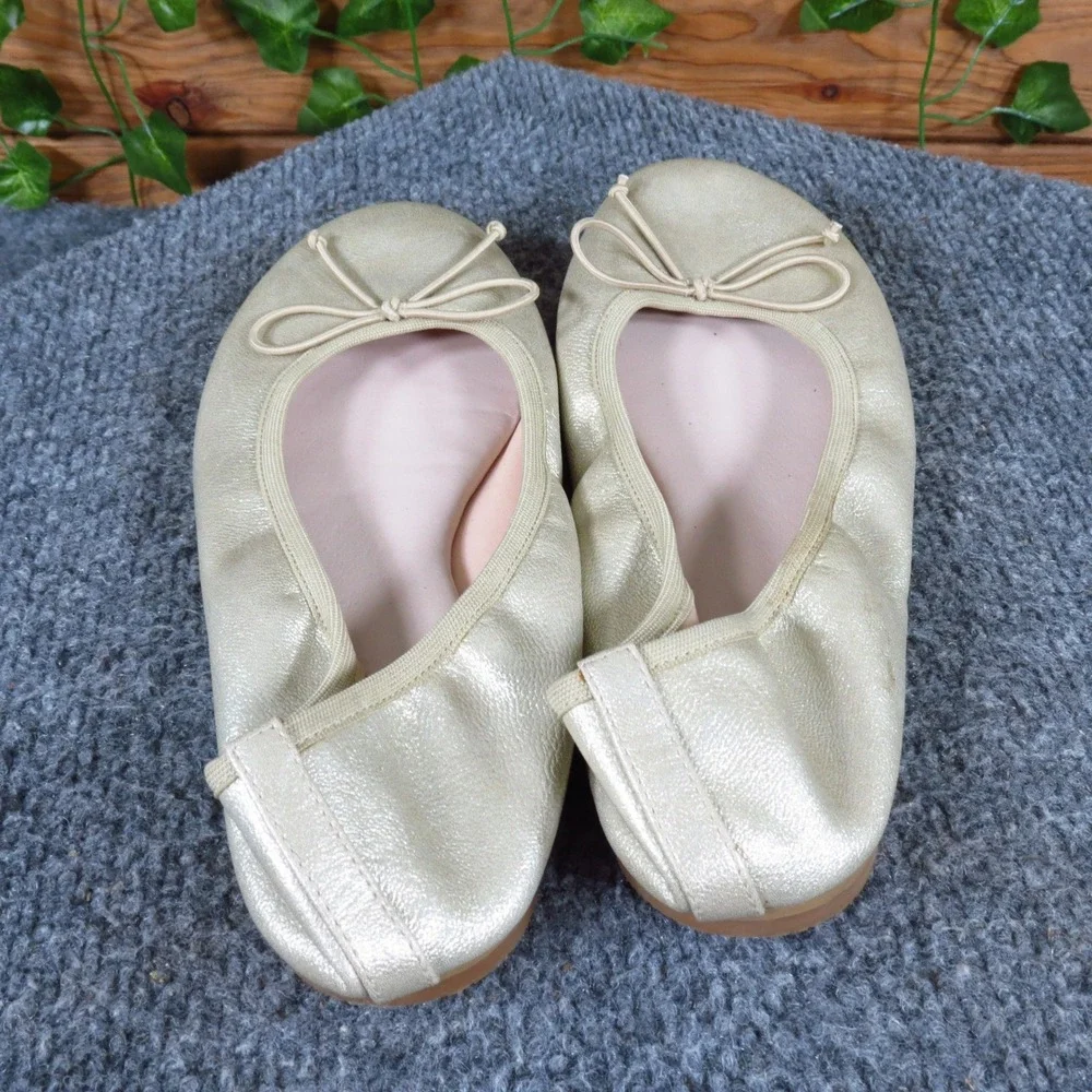 Ruby & Bloom Girls Ballet Flat Shoes Size 3 Special Occasion Champagne‎ Metallic